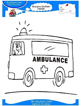 Çocuklar İçin Ambulans Boyama Sayfaları 